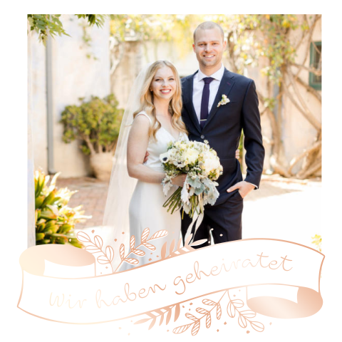 Greenery "Wir haben geheiratet" Karte mit Foto, Banner + Roségoldfolie