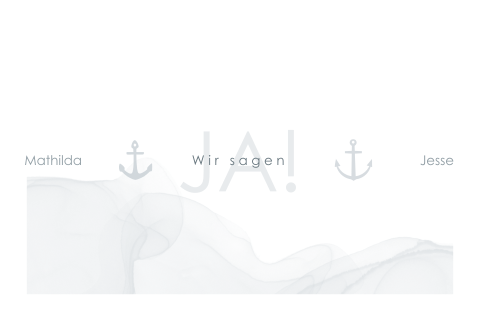 Maritime Einladungskarte zur Hochzeit mit Anker + hellblauem Aquarell