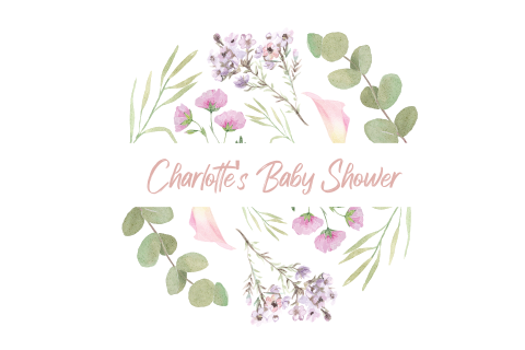 Florale Baby Shower Einladung in Rosa und Grün mit Eukalyptus