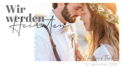 Sommerfrische Hochzeitskarte im Urlaubsstil mit Unendlichkeitszeichen