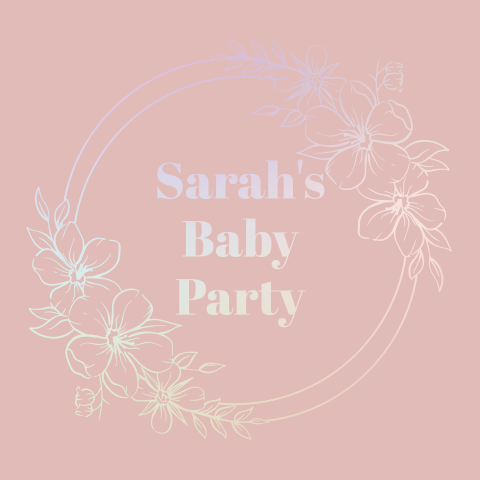 Baby Party Einladung in Rosa mit Blumen und holografischer Folie
