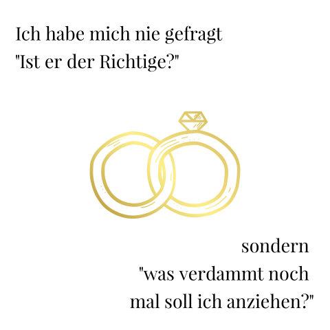 Lustige veredelte Hochzeitseinladung mit Spruch und Ringen in gold