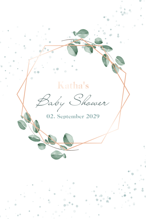 Einladungskarte zum Babyshower mir Roségoldveredelung und Zweigen