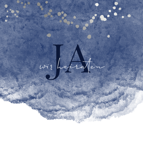 Quadratische Aquarell Einladungskarte mit veredeltem Silberregen