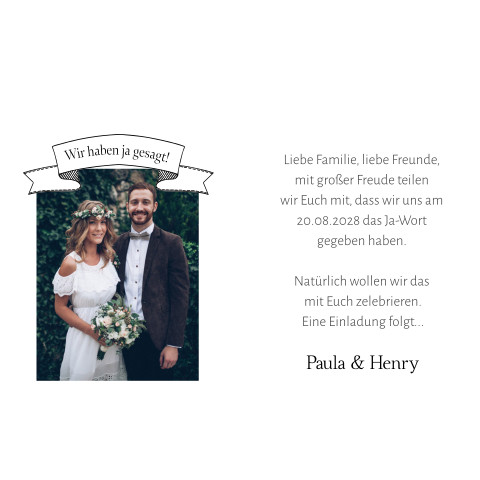 Weiße "Wir haben geheiratet" Anhänger-Karte mit Foto und Banner