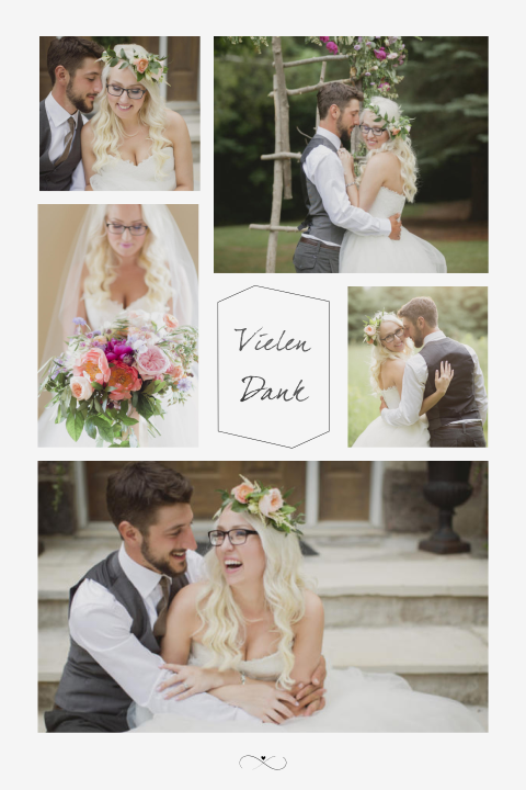 Klassische Hochzeitscollage als Danksagung zur Hochzeit