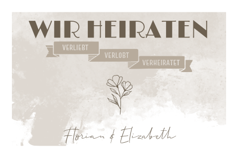 Vintage Einladung als Klappkarte mit Line Art Blume