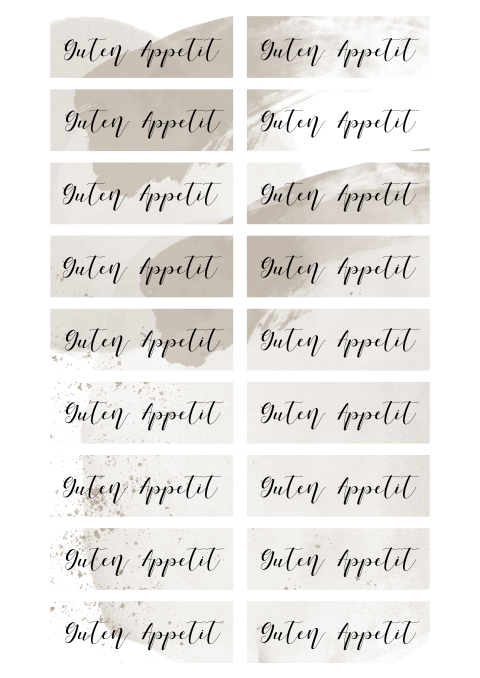 "Guten Appetit" zur Hochzeit mit Aquarell in beige