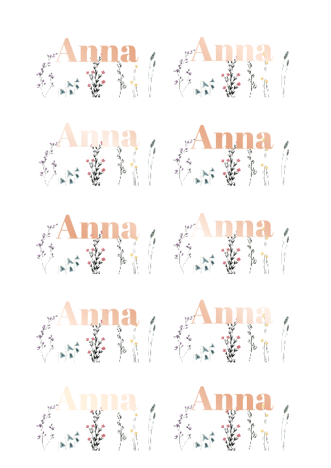 Tischkarte zur Hochzeit mit roségoldener Folie und bunter Blumenwiese