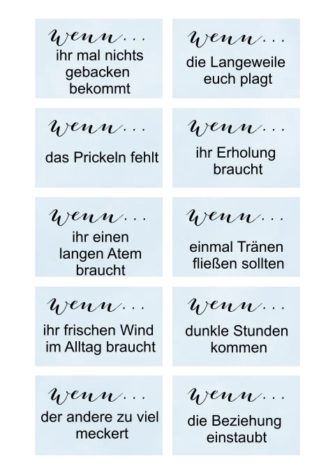 Ehe Notfall Set als Hochzeitsgeschenk mit blauem Hintergrund