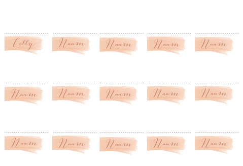 Faltbare Tischkarte zur Hochzeit mit Aquarell Pinselstrich in rosa