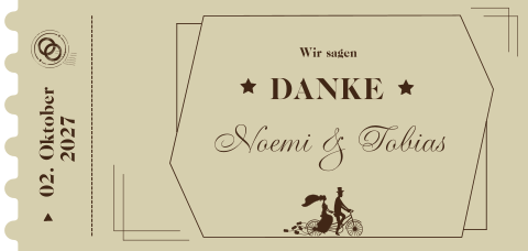 Retro Danksagung im Film & Kino Stil als Panoramaformatkarte in beige