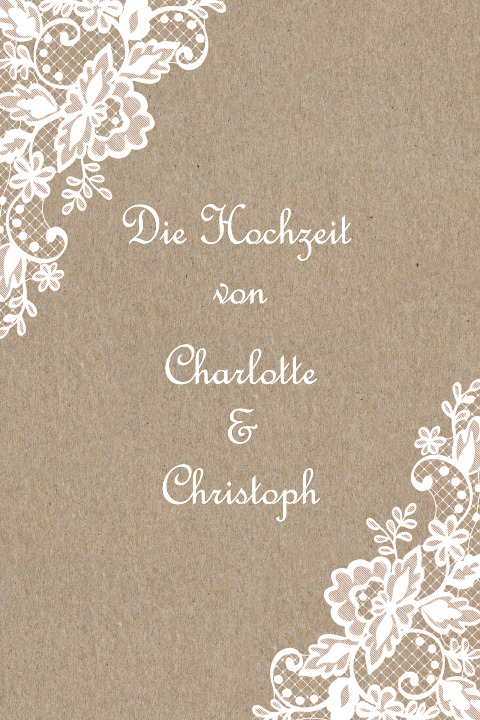 Hochzeitseinladung Vintage Lace auf echtem Kraftpapier