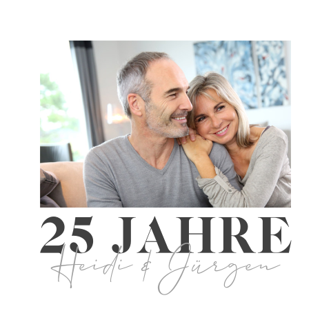 Quadratische Einladungskarte zu 25 Jahren Hochzeit mit Foto