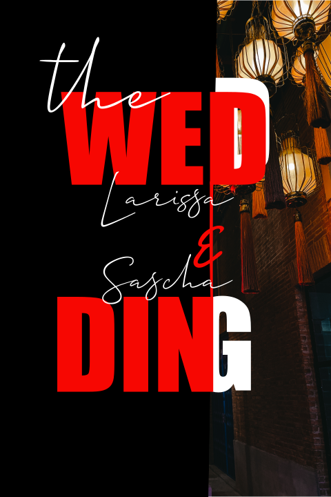 Hochzeitskarte in schwarz mit Chinatown Motiv und rotem Schriftzug