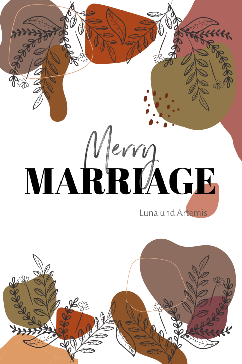 Boho Hochzeitseinladung mit ovalen Formen und Greenery Elementen