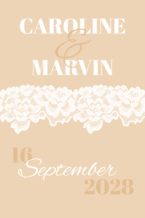 Romantische Einladungskarte zur Hochzeit mit Spitze