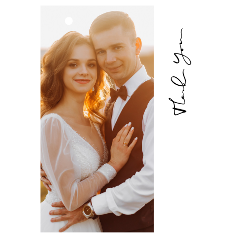 Zweiteilige Dankeskarte zur Hochzeit mit Foto und Handlettering