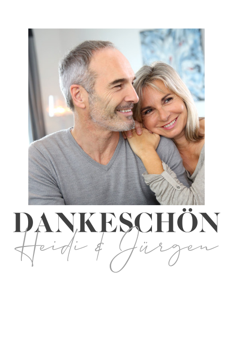 Schlichte Danksagung zur Silbernen Hochzeit in weiß