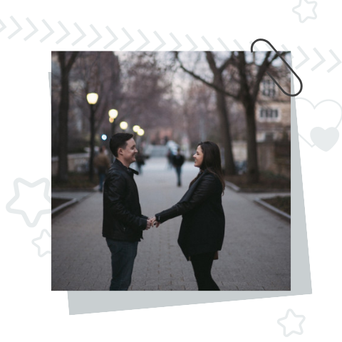 Einladung zur Hochzeit mit Fotobefestigung, Sterne und Herzen in grau