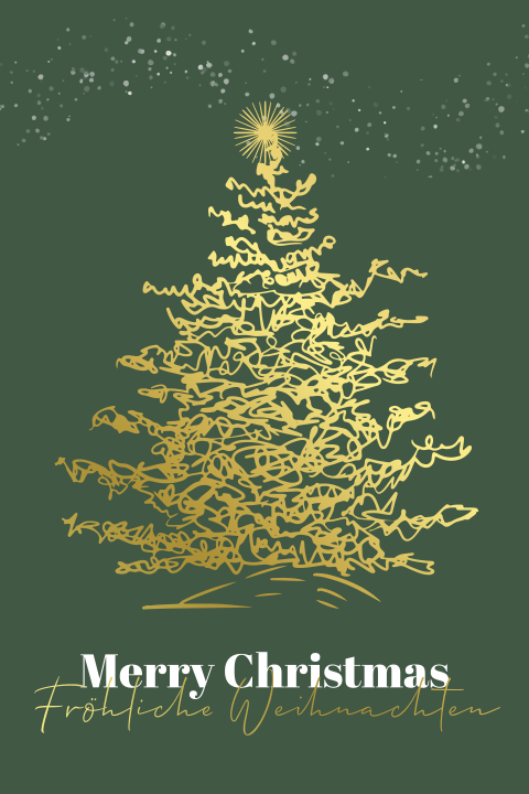 Weihnachtliche Klappkarte mit Weihnachtsbaum aus Goldfolie