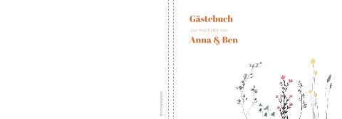 Florales Gästebuch zur Hochzeit in weiß mit bunter Blumenwiese