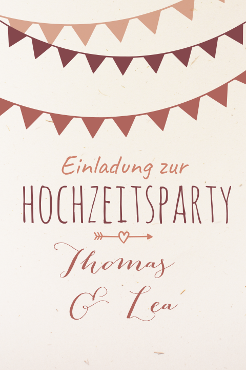 Recyclingpapier Hochzeitseinladung in warmen Tönen
