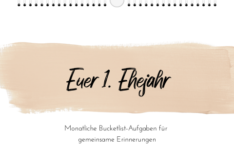Bucketlist Kalender als Hochzeitsgeschenk mit Pinselstrich in beige