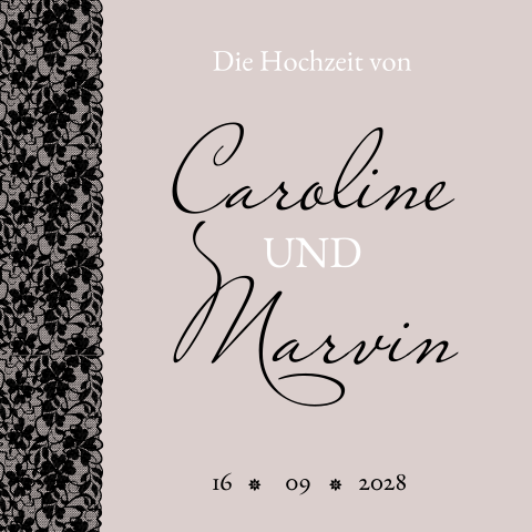 Romantische Einladungskarte mit Spitze in Pastell Blush