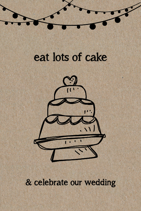 Kraftpapier Hochzeitskarte mit Spruch: Lots of cake