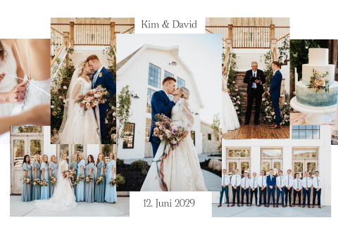 Weiße Danksagungskarte zur Hochzeit mit Fotocollage