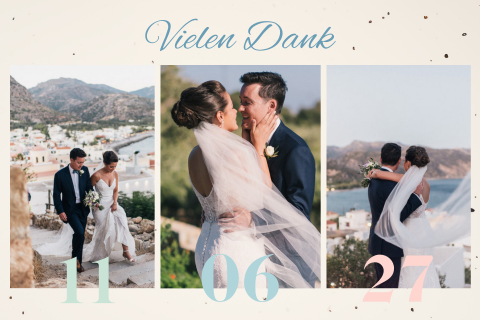 Dankeskarte aus Tulpen-Recyclingpapier mit Fotos und Girlande