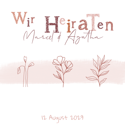 Quadratische Einladungskarte in Line Art und Pinselstrich