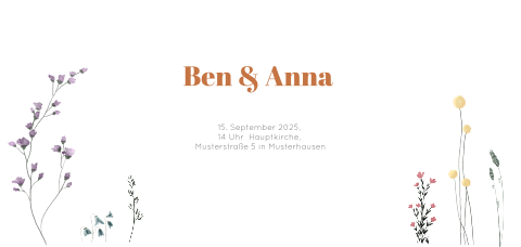 Außergewöhnliches Kirchenheft mit Blumenwiese und kupferfarbener Schrift