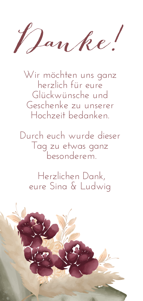 Romantische Danksagungskarte in beliebter Trockenblumen-Optik