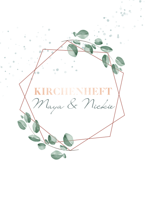 Modernes Kirchenheft mit geometrischem Rahmen und Roségoldfolierung