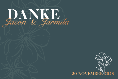 Moderne Danksagungskarte mit Kupferfolierung und Line Art Blumen