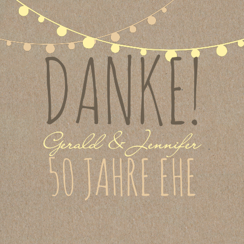 Quadratische Danksagung zum 50. Hochzeitstag mit Lichterketten
