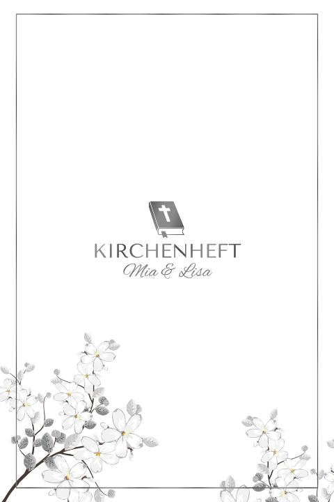Gerahmtes Kirchenheft zur Hochzeit mit Kirschbaum und Hochglanzfarbe