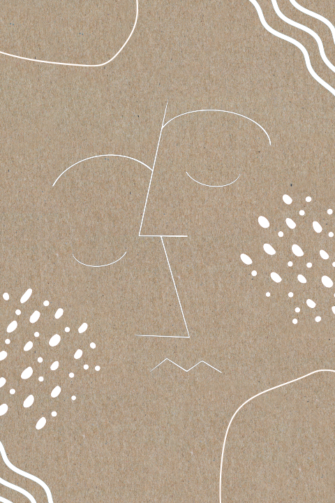 Boho Hochzeitskarte aus Kraftpapier mit Line Art Paar in weiß