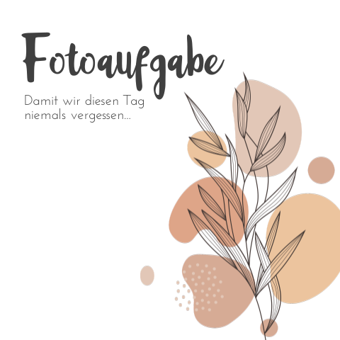 Fotoaufgabe als Unterhaltung für die Hochzeitsgäste mit zarten Zweigen