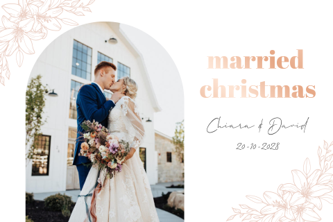 Weihnachtliche Dankeskarte zur Hochzeit mit Foto + floralen Elementen