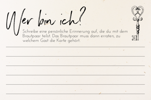 Hochzeitsunterhaltungsspiel "Wer bin ich?" aus Recyclingpapier