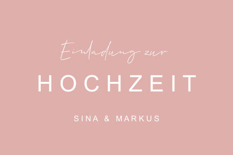 Schlichte Einladungskarte zur Hochzeit in rosa und weiß