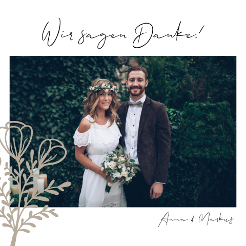 Minimalistische Danksagungskarte mit beigefarbener Blume