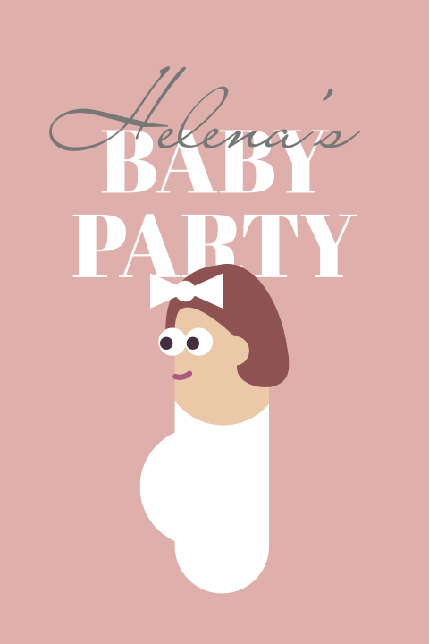 Einladungskarte zur Baby Party mit schwangerer Comicfigur