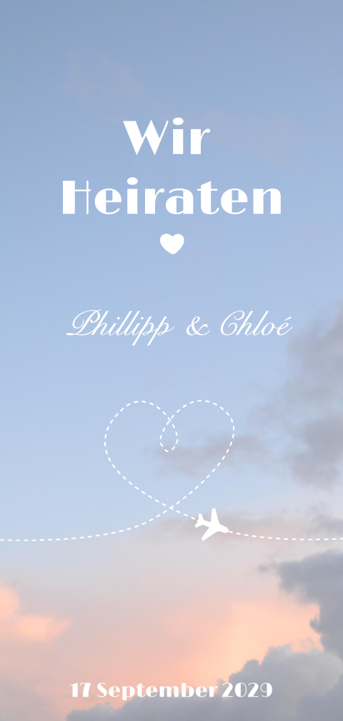 Hochzeitskarte mit Wow Effekt und rosa Wolken