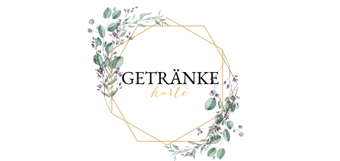 Getränkekarte zur Hochzeit mit modernem Rahmen und Greenery Elementen