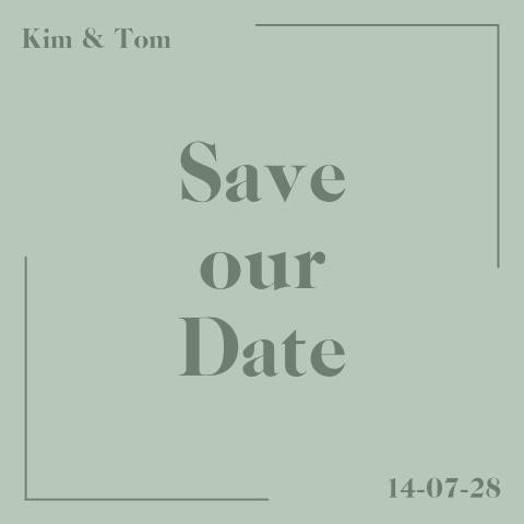 Quadratische Save the Date Karte im monochrom Look in Grün