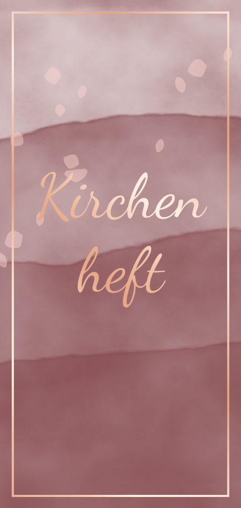 Kirchenheft als Klappkarte mit Roségoldveredelung in rot